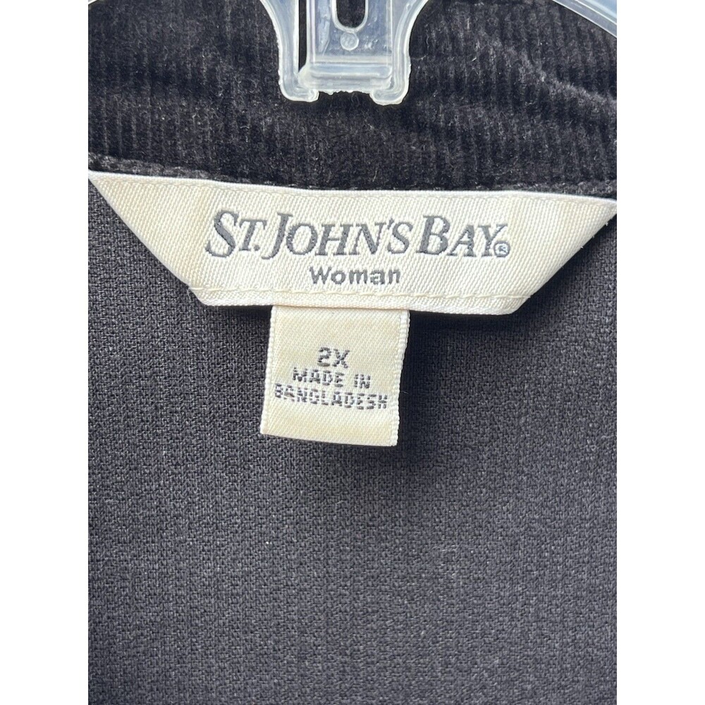 St John’s Bay Black Corduroy Trucker Jacket Women’s Plus Size 2X Button Stretch - Picture 4 of 10